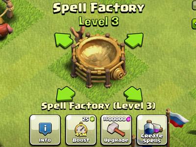 جزئیات ساخت و ارتقا کارخانه طلسم Spell Factory در کلش اف کلنز